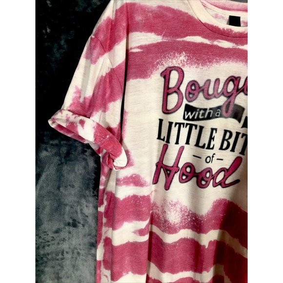 Bougie With A Little Bit Of Hood Women’s T-Shirt Tie Dye Bleached Extra Large - Picture 5 of 11